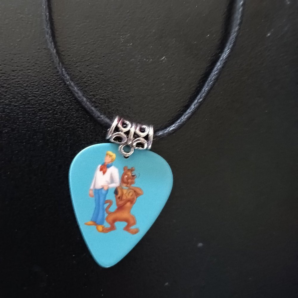 BLUE SCOOBY DOO/ FRED GUITAR PICK NECKLACE